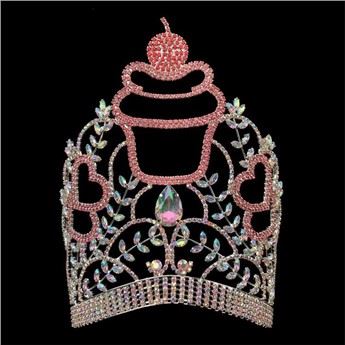 8inch Cupcake Candy Стиль Тема Pageant Короны Rhinestone Пользовательские Хрустальная Тиара